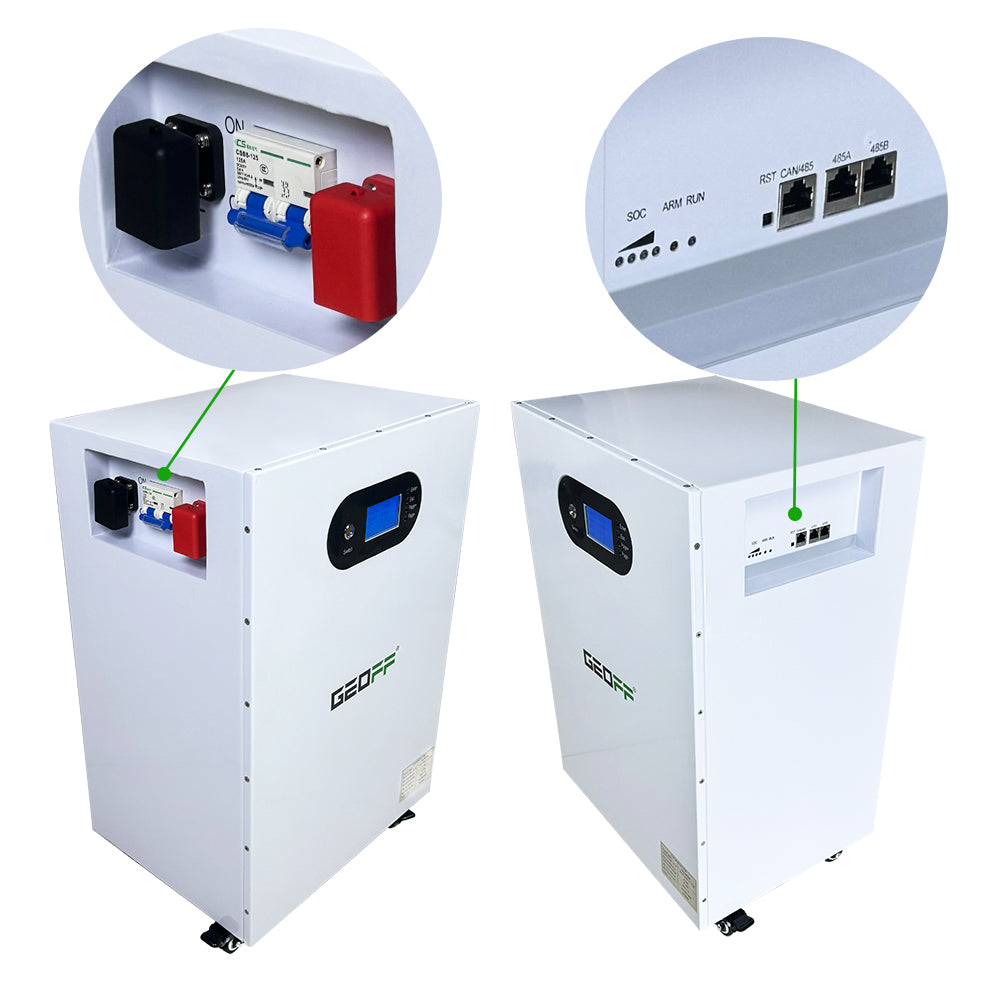 GEOFF 48V 51.2V 280AH 15kw White A new type of cell high cycle high life home energy storage solar system off-grid connection