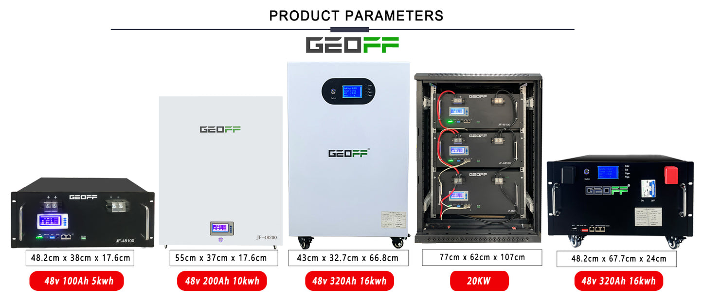 GEOFF 48V 51.2V 320AH CATL 16kw A cell communicate with any inverter home energy storage system solar system 5 years warranty