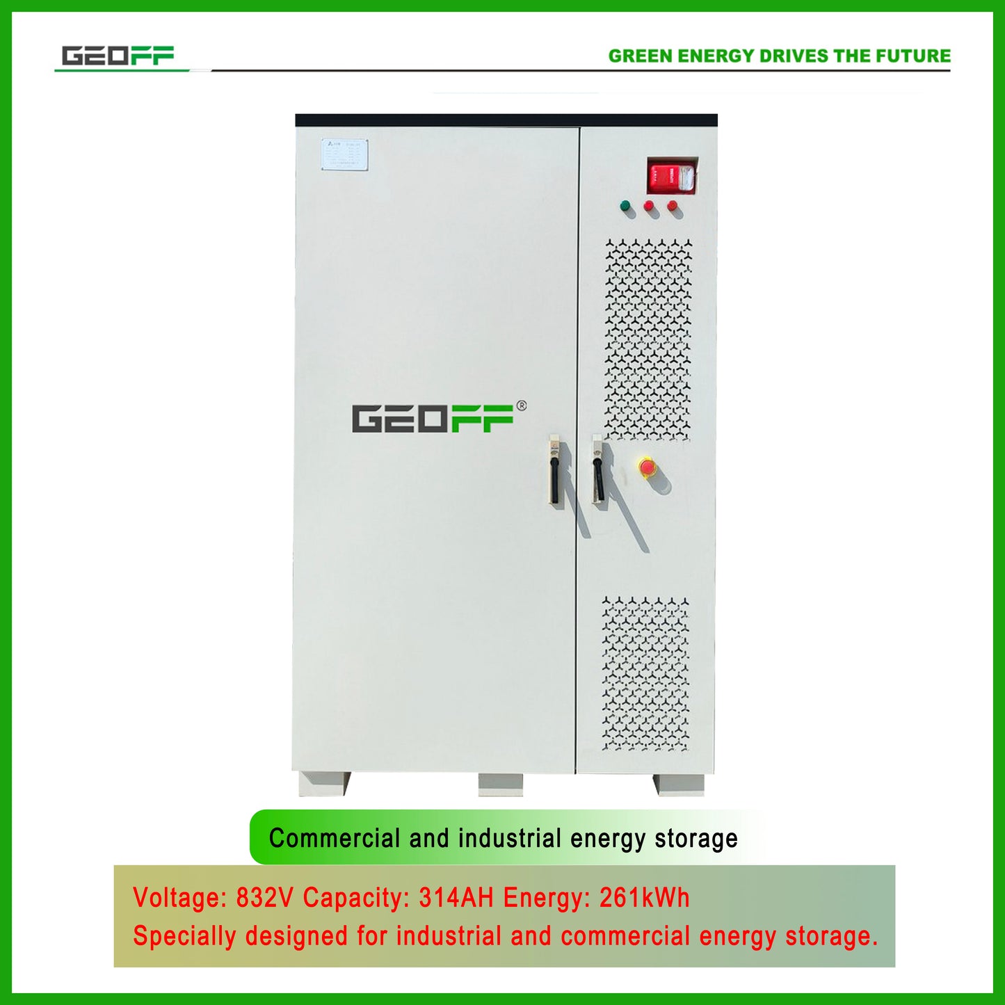 GEOFF 832V 314AH 261kWh LiFePO4 Battery for industrial and commercial energy storage