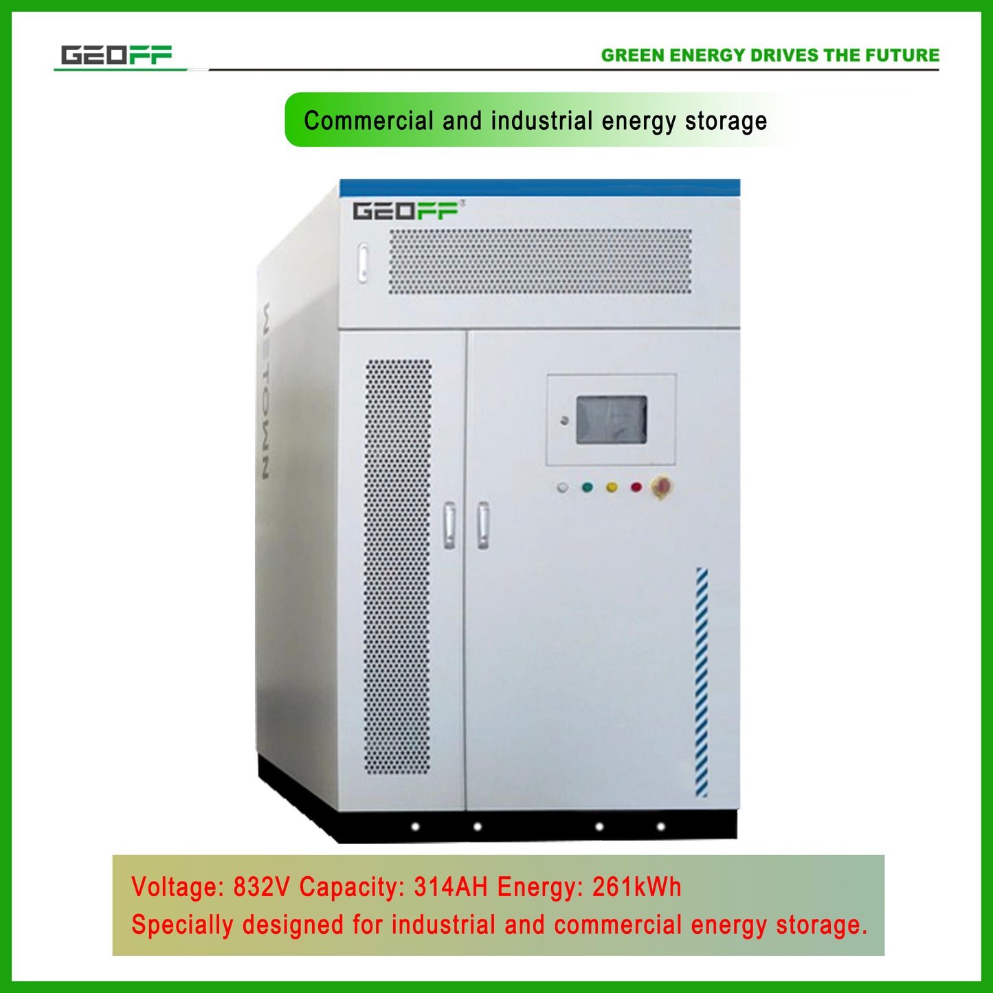 GEOFF 832V 314AH 261kWh LiFePO4 Battery for industrial and commercial energy storage
