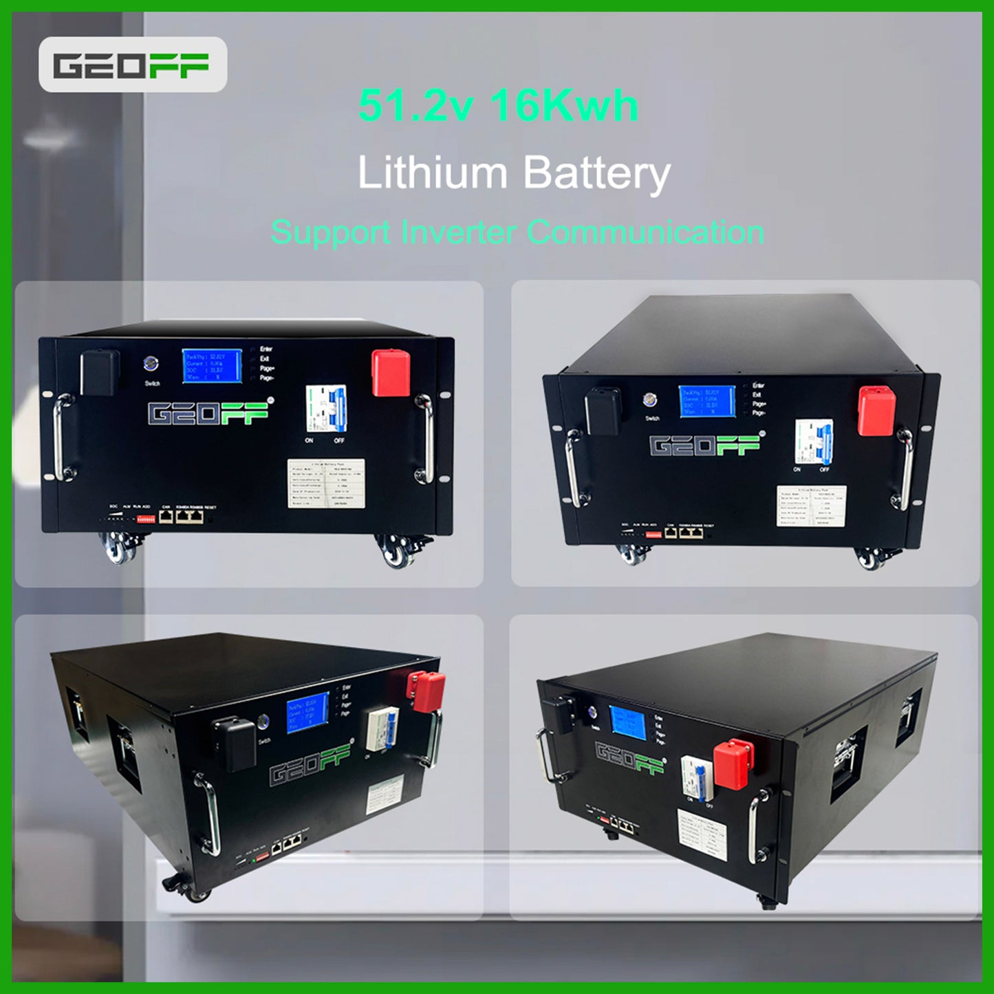 GEOFF 48V 51.2V 320AH CATL 16.5kw A cell Solar Lithium Battery Stacked solar system LiFePO4 Battery For Home