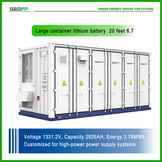 GEOFF Large container lithium battery 20 feet 6.7 MWh 1331.2V 2826AH 3.76MWh  Customized for high-power power supply systems